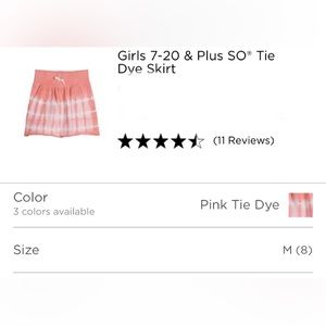 🏷 NWT Girls Pink And White Tie Dye Skirt